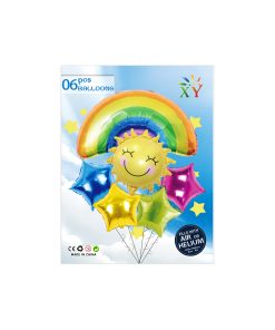 Rainbow Foil Party Balloon Set 6pc