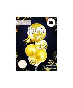 Gold Happy Birthday Balloon Set 6pc