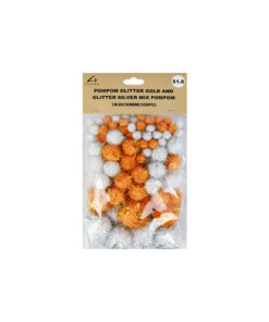 Gold & Silver Glitter Pom Poms Assorted 100pc