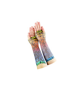 Rainbow Leopard Design Fishnet Gloves