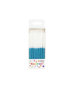Light Blue Glitter Candles 24pk
