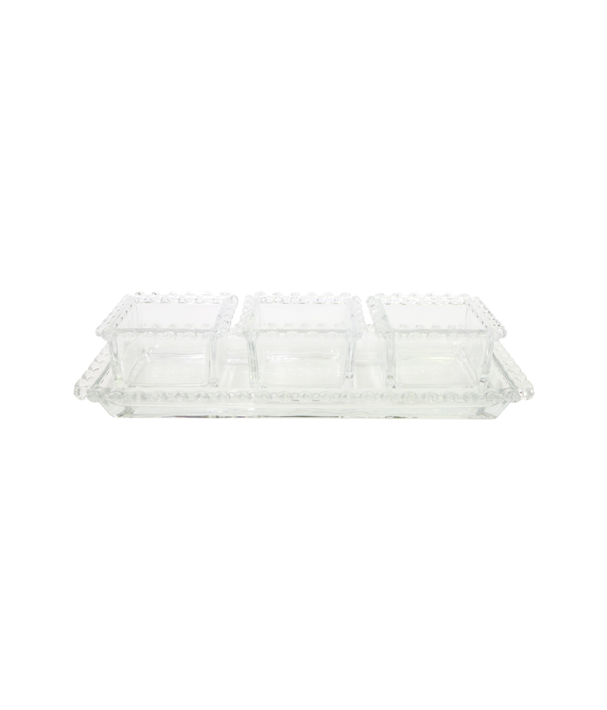 Glass Snack Bowls & Tray 4pc 30cm LookSharpStore