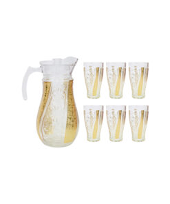 Floral Glass Jug and Drinking Glasses Set 1500ml