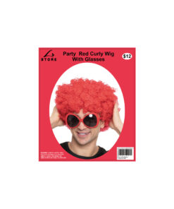 Red Curly Wig With Glasses Party Set