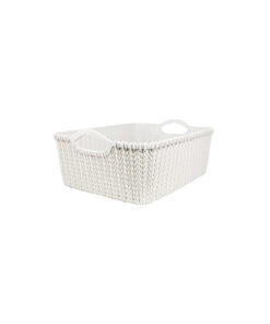 Grey Plastic Rattan Basket 29x22.5x12cm