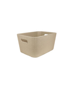 Light Brown Plastic Rattan Basket 29.2x21x15cm