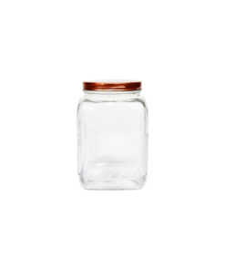Square Glass Jar With Copper Lid 1470ml