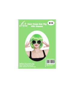 Neon Green Bob Wig With Glasses Set