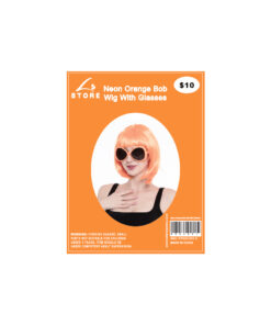 Neon Orange Bob Wig With Glasses Set