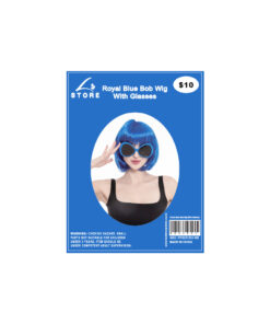 Royal Blue Bob Wig With Glasses Set