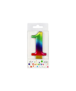 Rainbow Metallic Number Candle 1