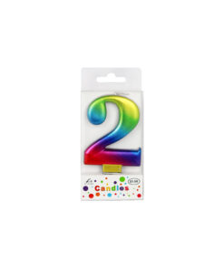 Rainbow Metallic Number Candle 2