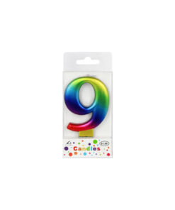 Rainbow Metallic Number Candle 9