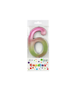 Giant Iridescent Number Candle 6