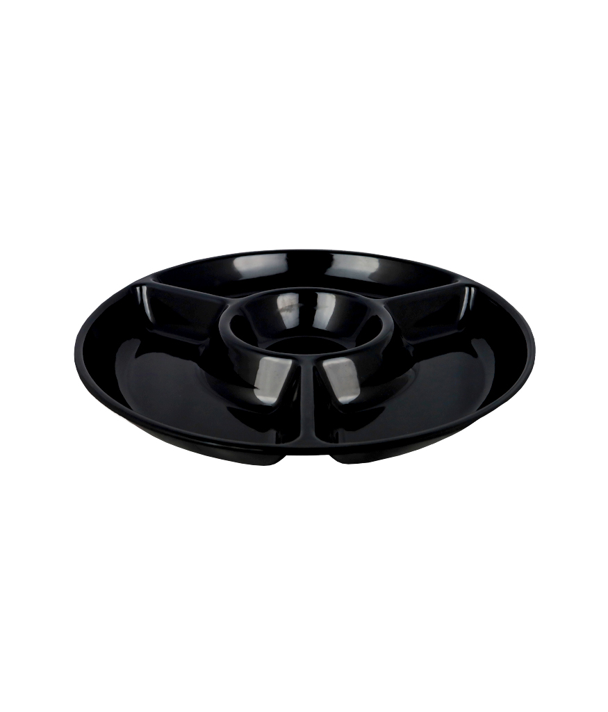 Black Melamine Chip & Dip Serving Plate 33.6cm LookSharpStore