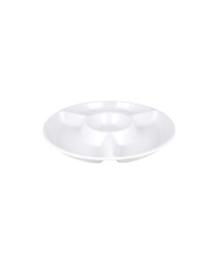 White Melamine Chip & Dip Serving Plate 33.6cm