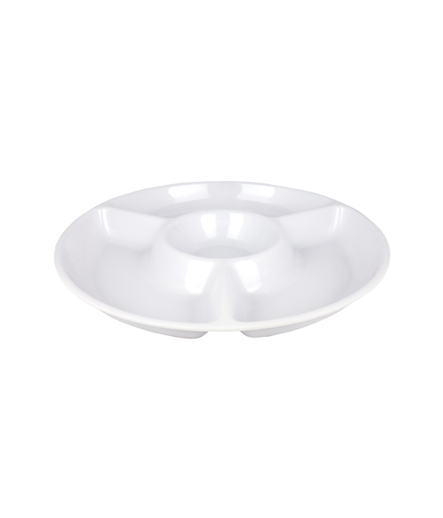 White Melamine Chip & Dip Serving Plate 33.6cm LookSharpStore