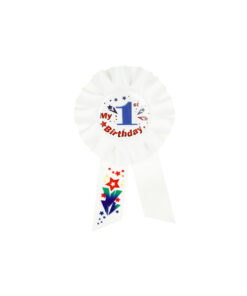 White 1st Birthday Badge 8x15.5cm