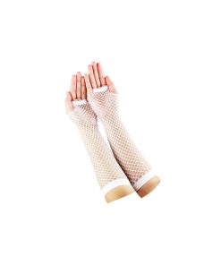 White Fishnet Gloves Long