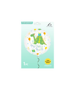 Alternative view of Dinosaur Transparent Sphere Balloon 15in