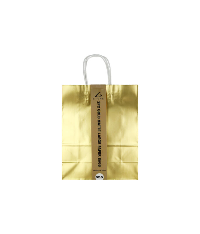 Gold Matte Large Paper Bags 32cm 2pk LookSharpStore