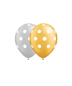 Gold & Silver Polka Dots Latex Balloons 12inch 20pk
