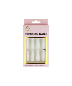 White Press On Nails 24pc
