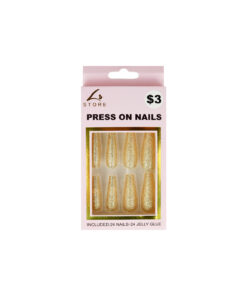 Gold Glitter Press On Nails 24pc