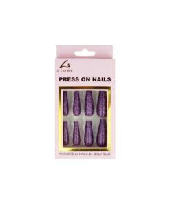 Purple Glitter Press On Nails 24pc