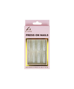 Silver Glitter Press On Nails 24pc