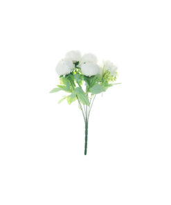 White Peony 5 Head Bunch 40cm