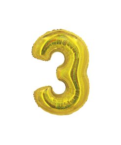 Holographic Gold Number 3 Balloon