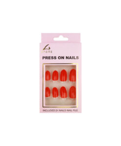 Red Round Press On Nails 24pc