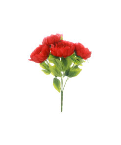 Red Peony 5 Head Bunch 44cm