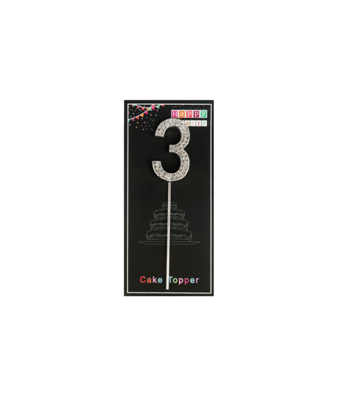 Silver Diamond Cake Topper Number 3 – LookSharpStore