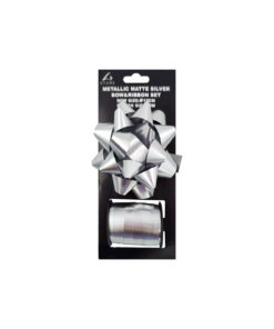 Silver Matte Gift Bow & Ribbon Set