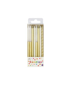 Gold & White Metallic Candles 24pk