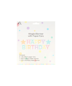 Happy Birthday Banner With Paper Fans