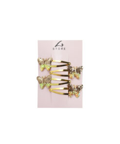Gold Glitter Butterfly Shape Hair Clip Set 4pk