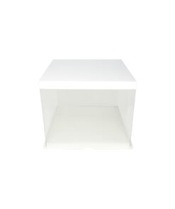 White Double Layer Transparent Cake Box 8in