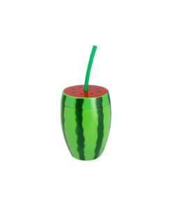 Watermelon PP Plastic Cup with Silicone Straw 500ml
