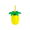 Pineapple PP Plastic Cup with Silicone Straw 500ml