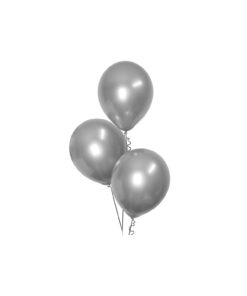 Silver Chrome Latex Balloons 18inch 3pk