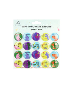 Dinosaur Theme Badges 3.8cm 20pk