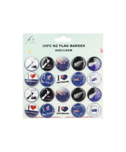 NZ Flag Theme Badges 3.8cm 20pk