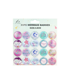 Mermaid Theme Badges 3.8cm 20pk