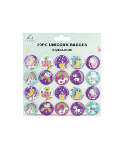 Unicorn Theme Badges 3.8cm 20pk
