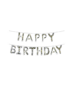 Black & Gold Confetti Happy Birthday Balloon Banner 16in