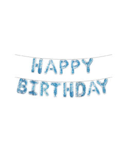 Light Blue Confetti Happy Birthday Balloon Banner 16in