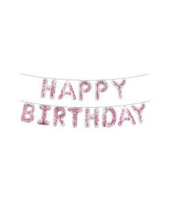 Light Pink Confetti Happy Birthday Balloon Banner 16in